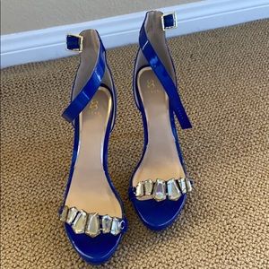 Shoe Dazzle Blue Jeweled Heels